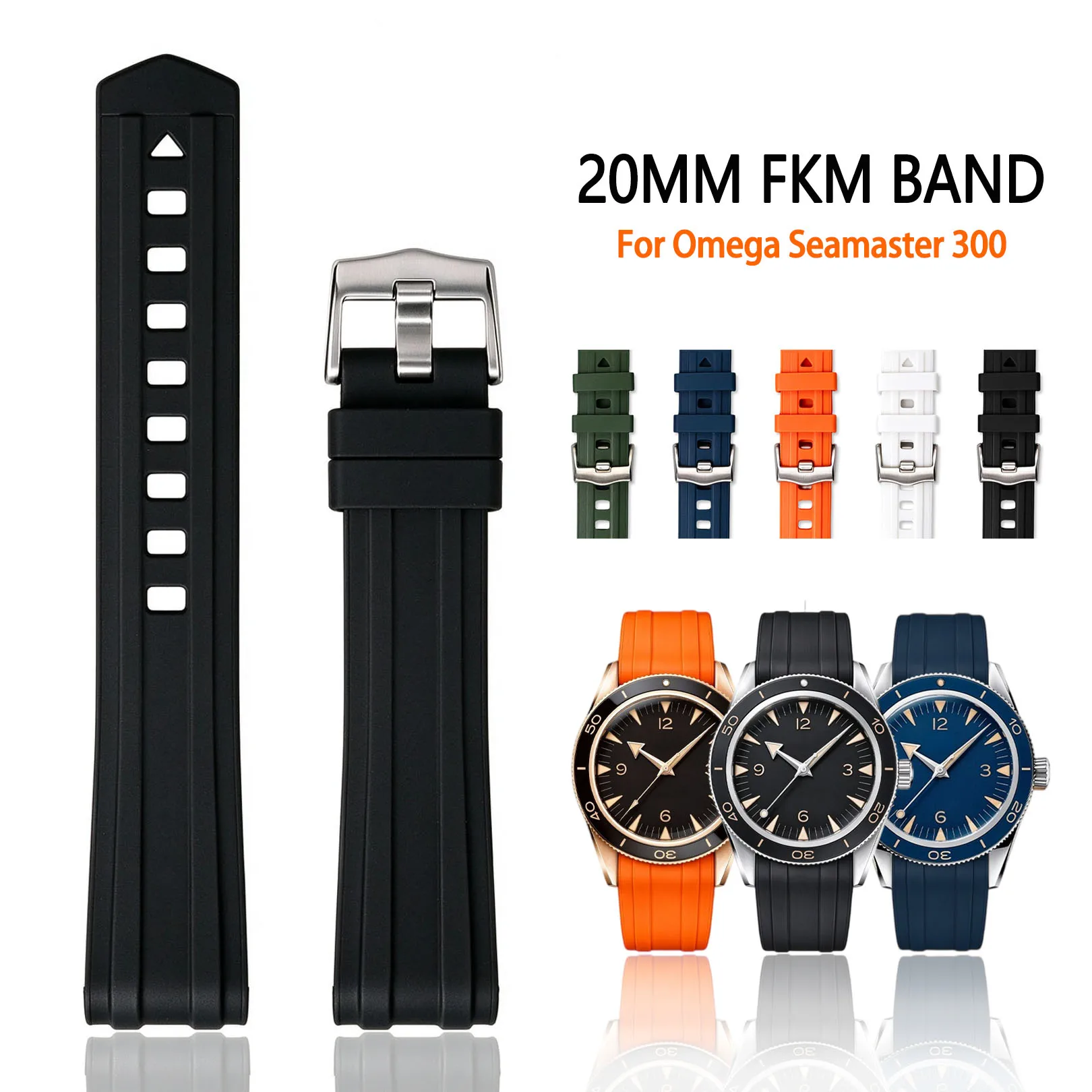 Fkm Rubber Dive Watch Strap 20Mm - 오메가 뉴 씨마스터 300 시계용 20mm