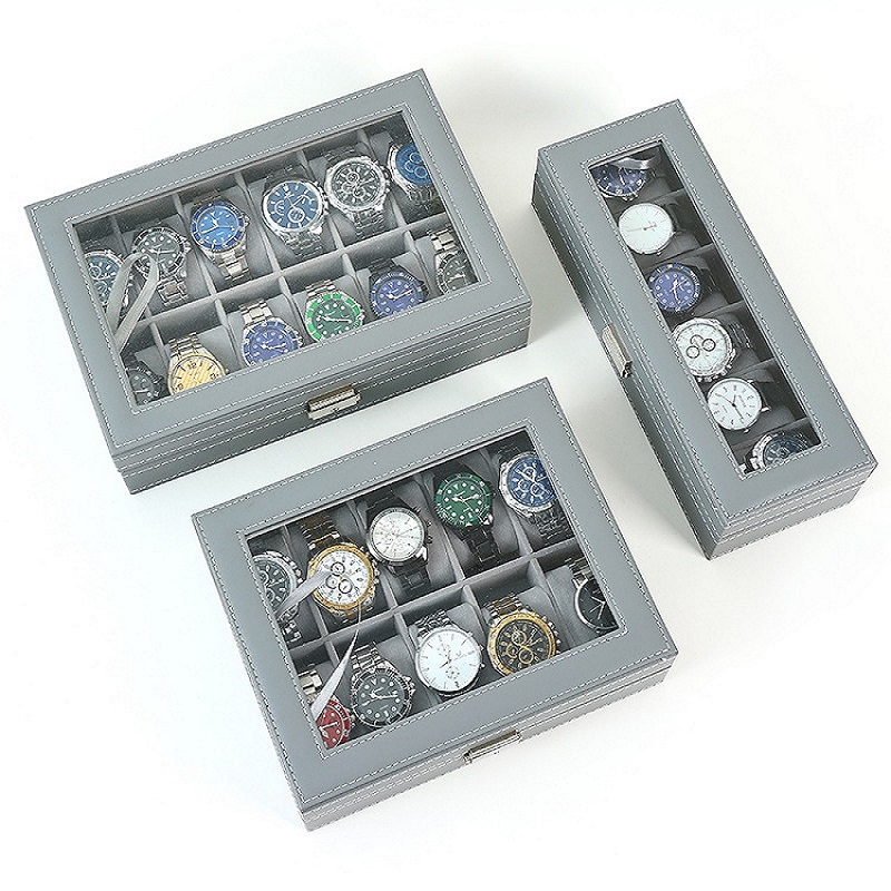 Watch Display Case Glass Top 12 Slots - DELESYS 그린/그레이 컬러 6/10/12 슬롯 시계