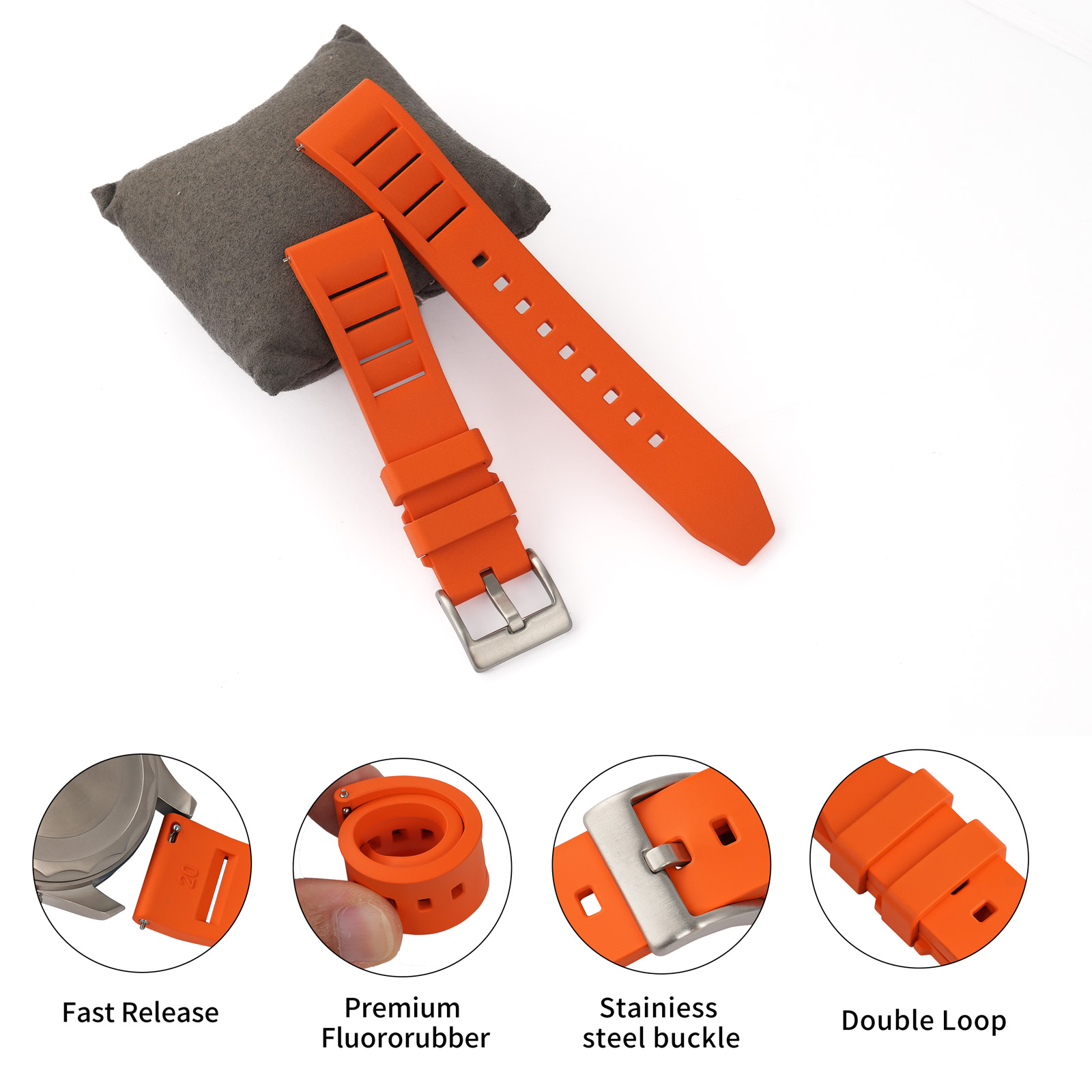 프리미엄 등급 불소 고무 시계 스트랩 20mm 22mm - Fkm Rubber Dive Watch Strap 20Mm 리뷰 및 가격