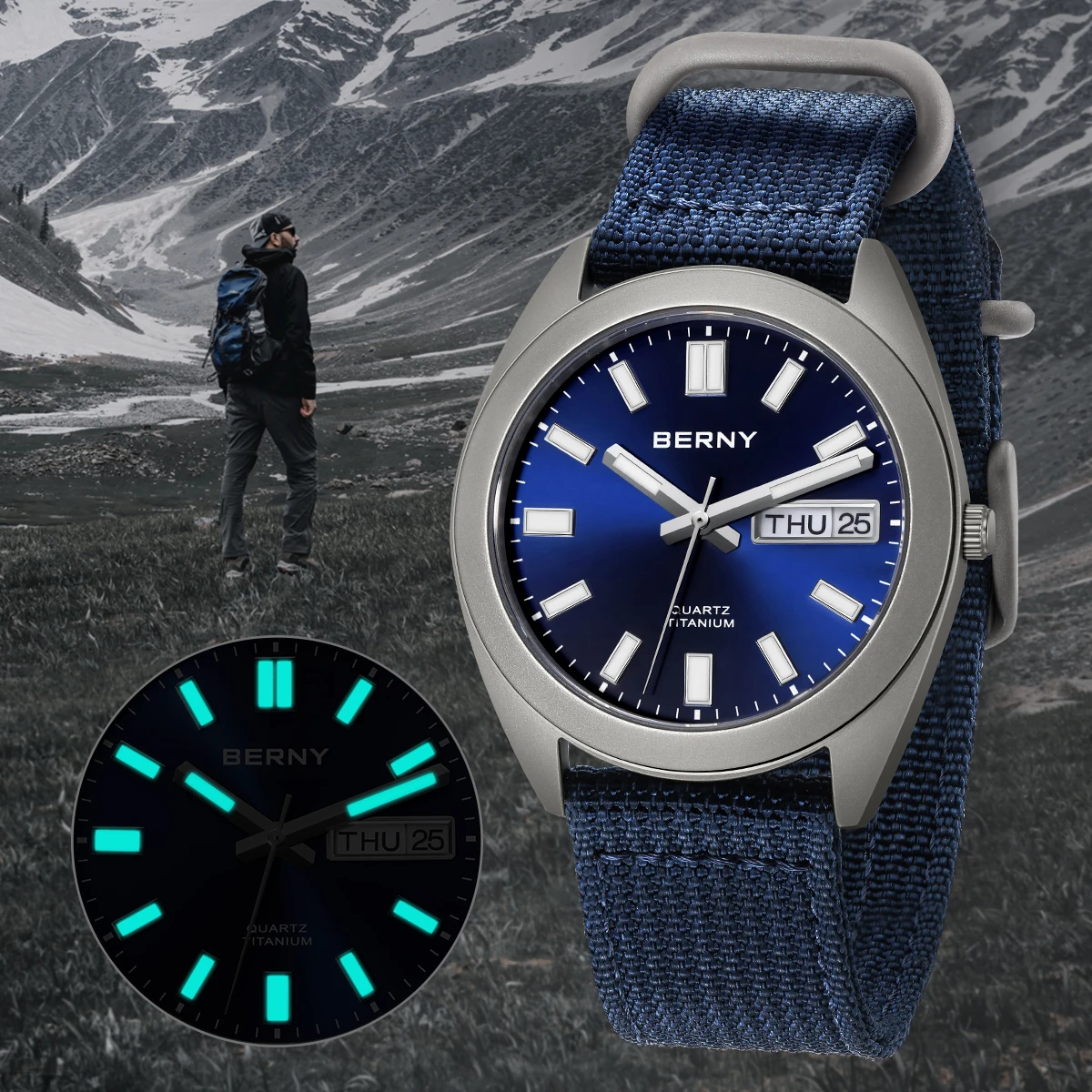 BERNY 티타늄 남성용 시계, 슈퍼 루미너스 스포츠  - Field Watch Titanium 100M Sapphire 리뷰 및 가격