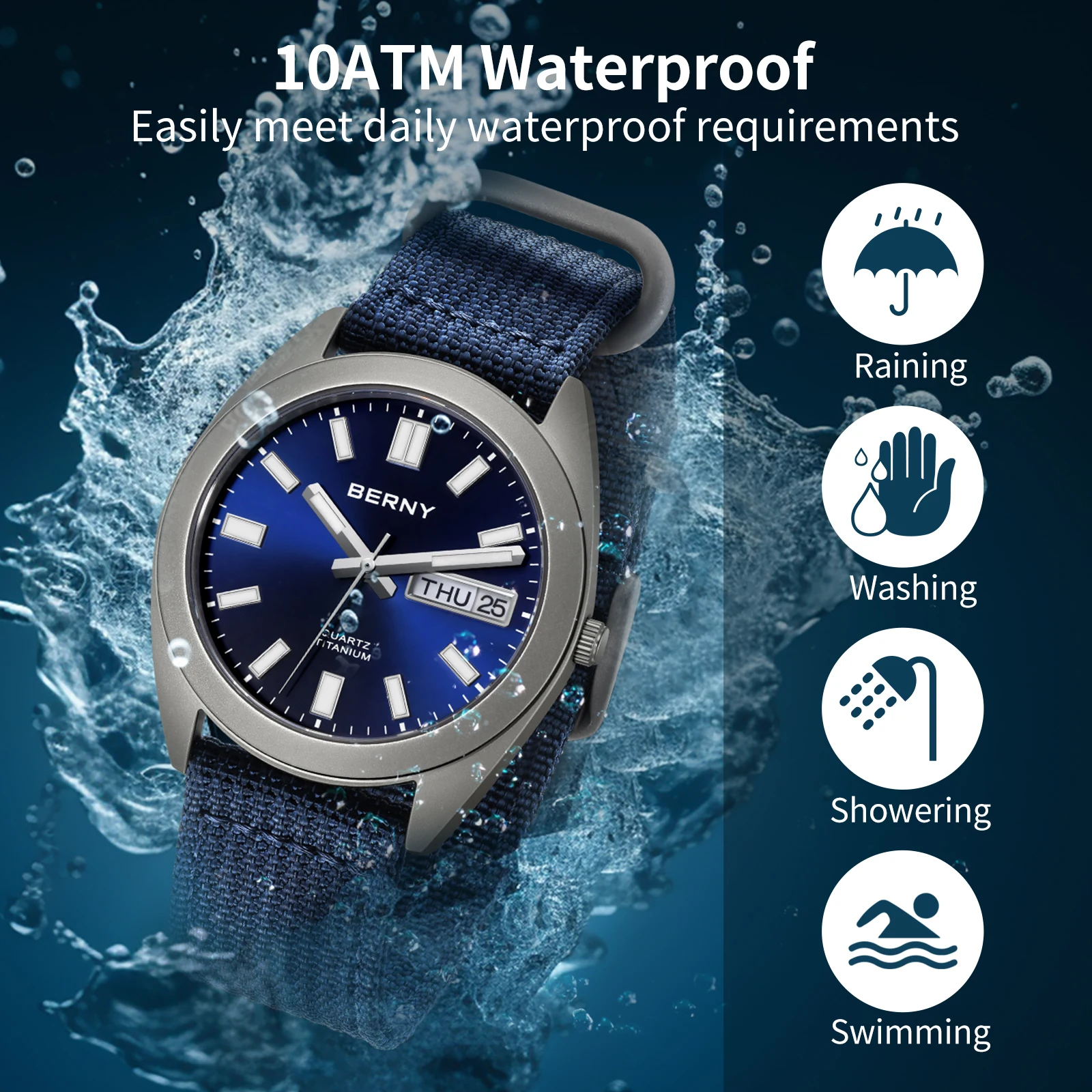 BERNY 티타늄 남성용 시계, 슈퍼 루미너스 스포츠  - Field Watch Titanium 100M Sapphire 리뷰 및 가격