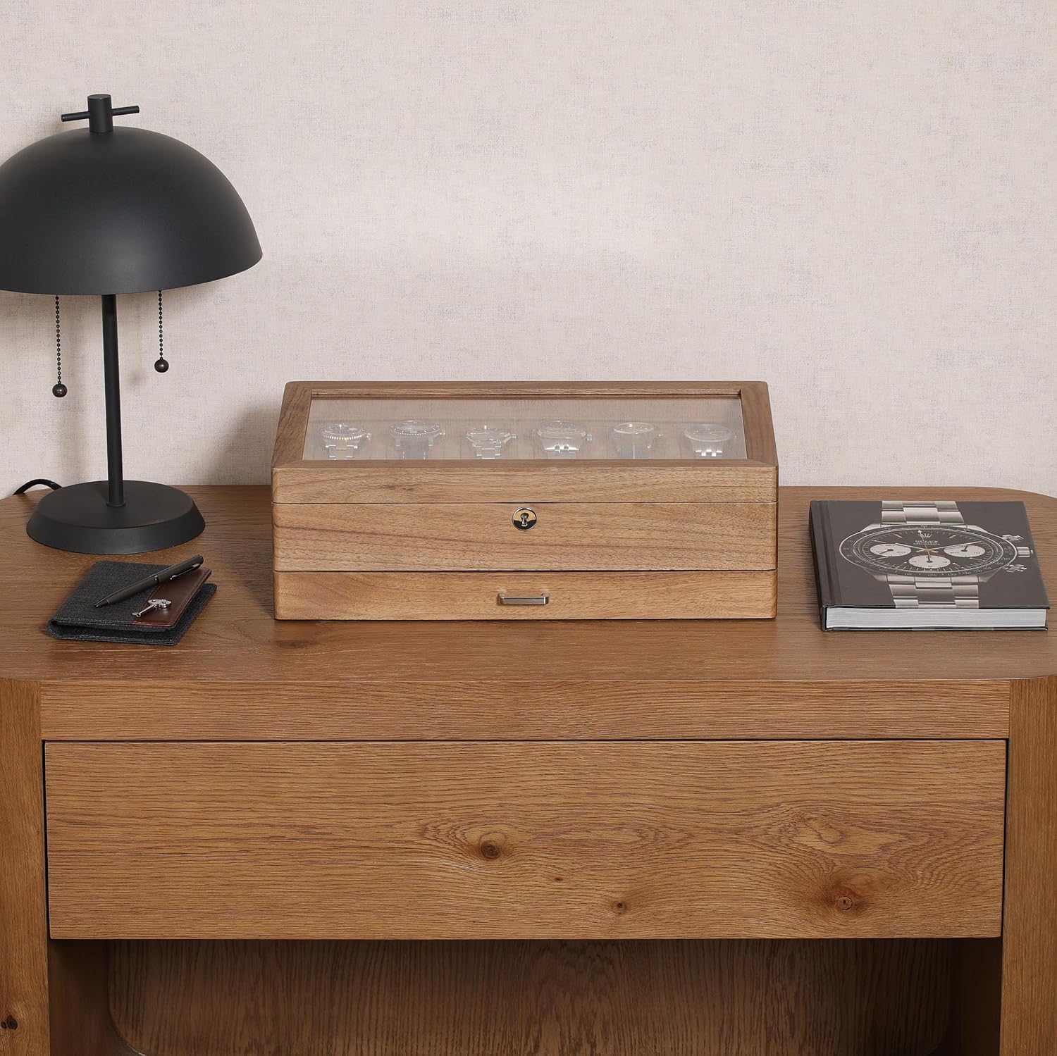 12슬롯 원목 호두나무 시계 보관함(발렛 서랍 포함)  - Watch Display Case Glass Top 12 Slots 리뷰 및 가격
