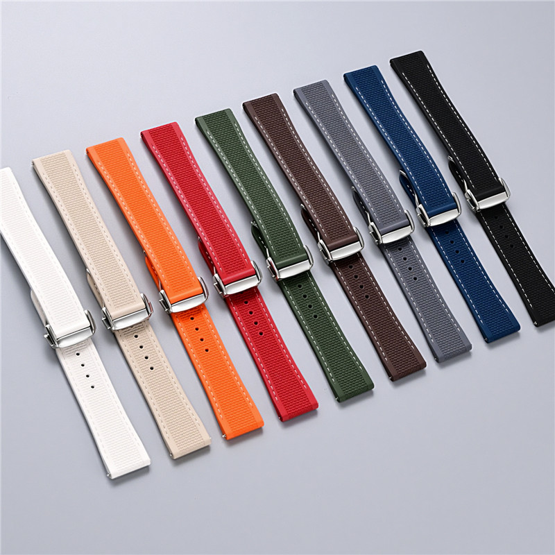 FKM 폴딩 버클 스트랩 20mm 21mm 22mm 퀵 - Fkm Rubber Dive Watch Strap 20Mm 리뷰 및 가격