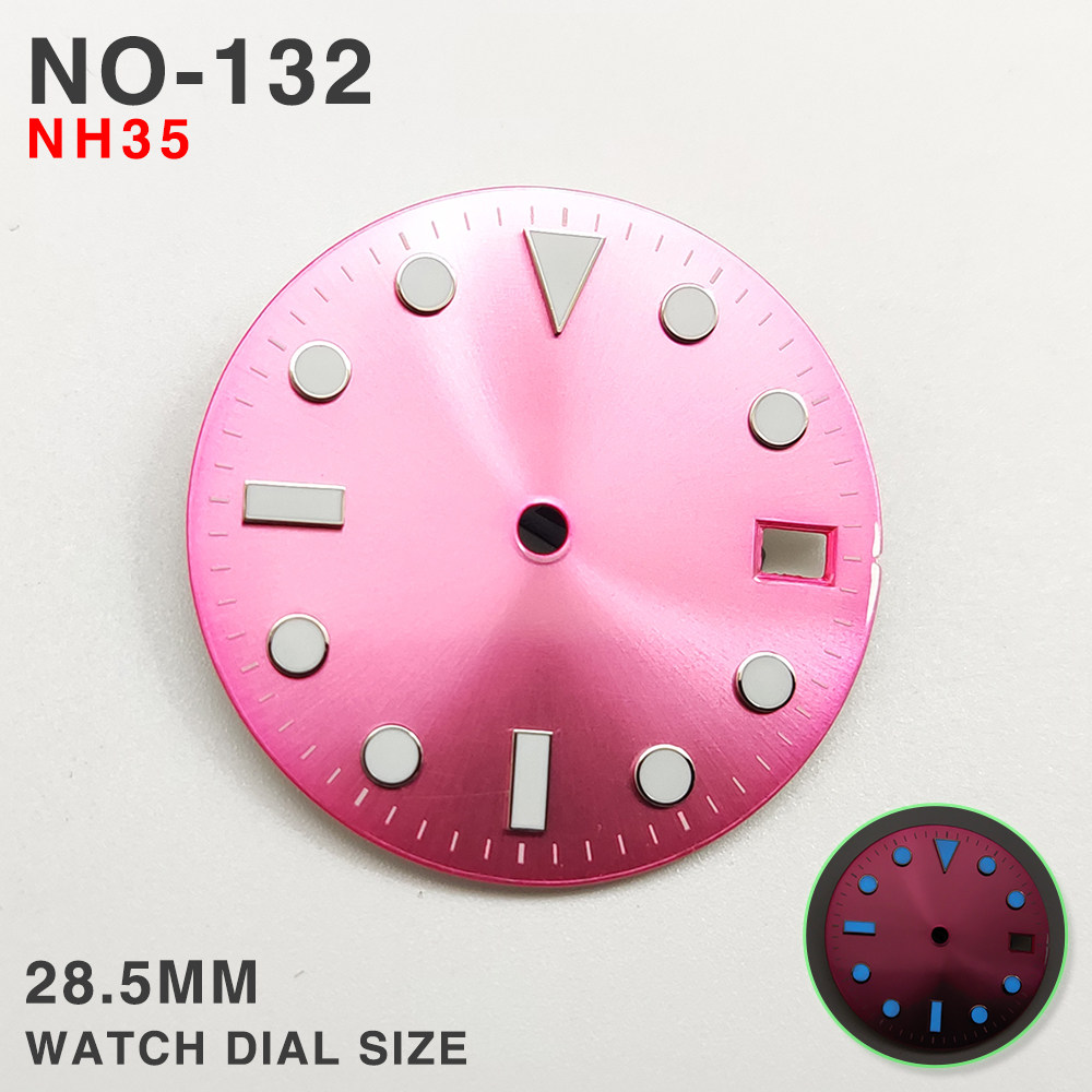 28.5mm 핑크 다이얼 블루 야광, 선버스트 텍스처  - Watch Dial Custom Sterile 28.5Mm 리뷰 및 가격