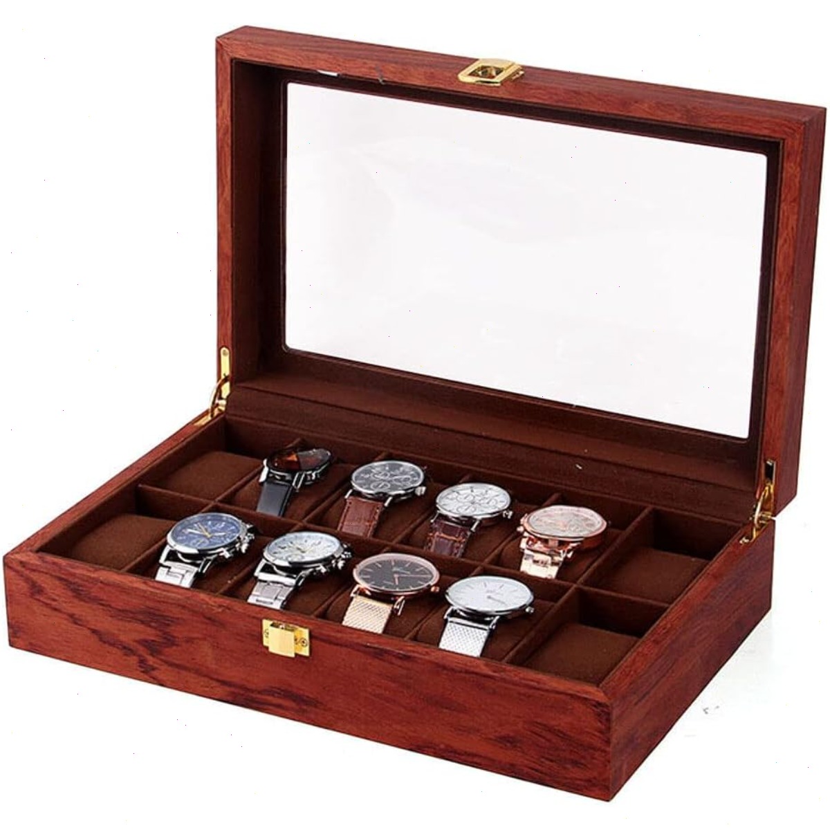 12 슬롯 나무 시계 보관함 유리 뚜껑 디스플레이 케이 - Watch Display Case Glass Top 12 Slots 리뷰 및 가격