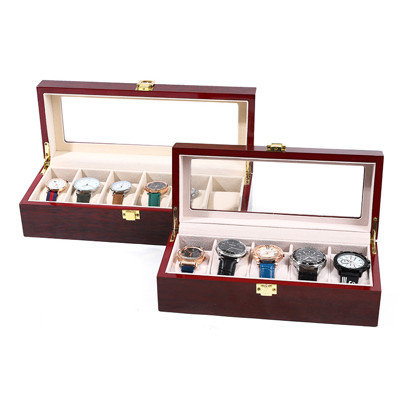 럭셔리 정리함 피아노 시계 상자, 빨간색 페인트 나무  - Watch Display Case Glass Top 12 Slots 리뷰 및 가격