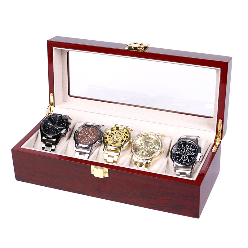 럭셔리 정리함 피아노 시계 상자, 빨간색 페인트 나무  - Watch Display Case Glass Top 12 Slots 리뷰 및 가격