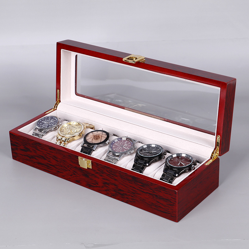 정리함 빨간색 피아노 시계 상자, 빨간색 페인트 나무  - Watch Display Case Glass Top 12 Slots 리뷰 및 가격
