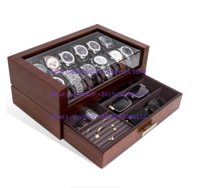유리 뚜껑이 있는 12슬롯 나무 시계 보관함, 남녀공용 - Watch Display Case Glass Top 12 Slots 리뷰 및 가격