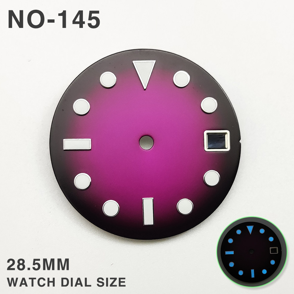 28.5mm 블랙 퍼플 그라데이션 다이얼 블루 야광,  - Watch Dial Custom Sterile 28.5Mm 리뷰 및 가격
