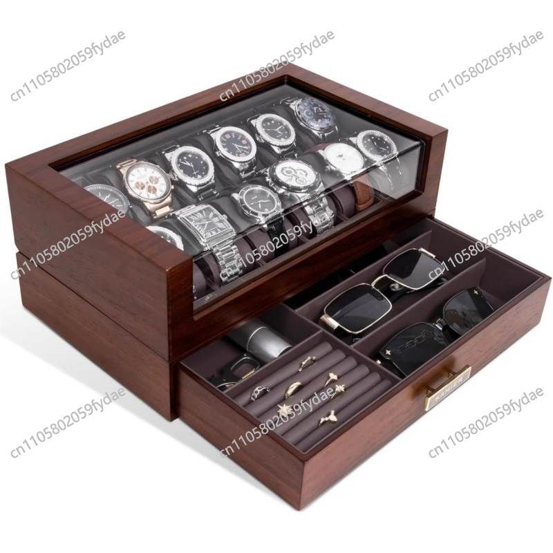 유리 뚜껑이 있는 12슬롯 나무 시계 보관함, 남녀공용 - Watch Display Case Glass Top 12 Slots 리뷰 및 가격