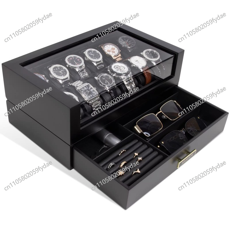 유리 뚜껑이 있는 12슬롯 나무 시계 보관함, 남녀공용 - Watch Display Case Glass Top 12 Slots 리뷰 및 가격