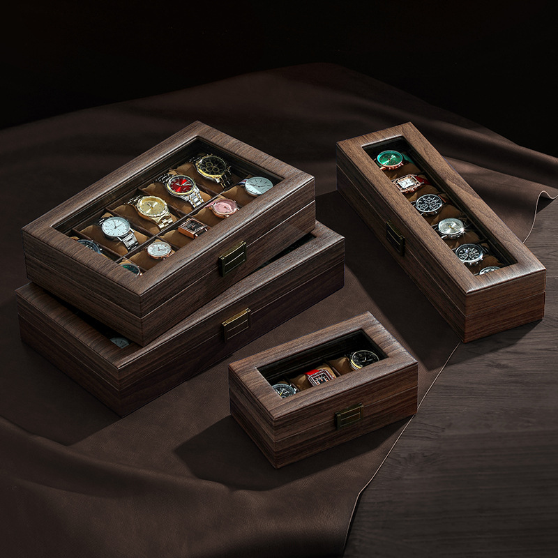 빈티지 우드 그레인 가죽 시계 박스, 정리함 보관 디스 - Watch Display Case Glass Top 12 Slots 리뷰 및 가격