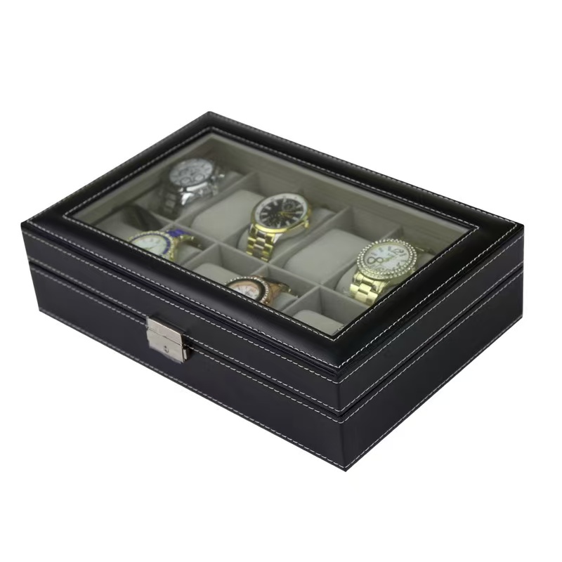 PU 가죽 시계 보관함 6/10/12 슬롯 남성용 시계 - Watch Display Case Glass Top 12 Slots 리뷰 및 가격