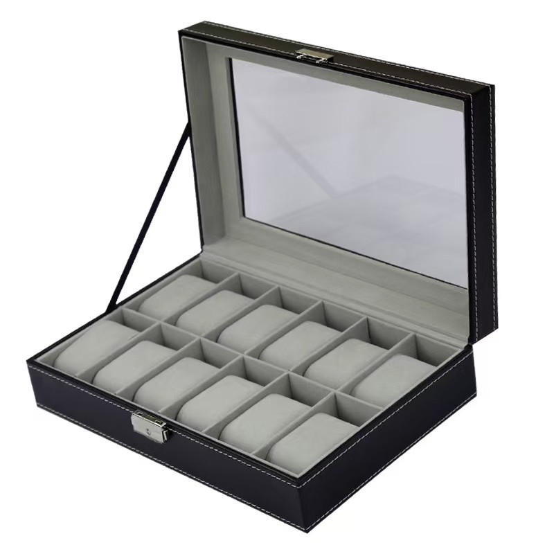 PU 가죽 시계 보관함 6/10/12 슬롯 남성용 시계 - Watch Display Case Glass Top 12 Slots 리뷰 및 가격
