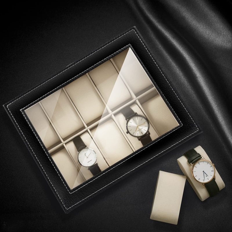2/3/6/10/12 슬롯 PU 가죽 시계 상자 디스플 - Watch Display Case Glass Top 12 Slots 리뷰 및 가격