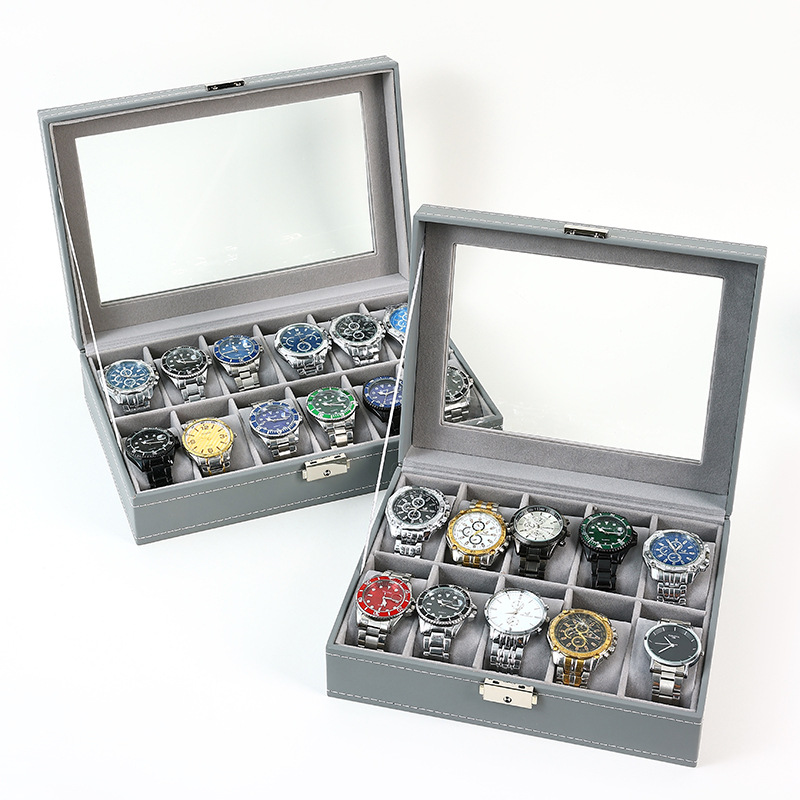 DELESYS 그린/그레이 컬러 6/10/12 슬롯 시 - Watch Display Case Glass Top 12 Slots 리뷰 및 가격
