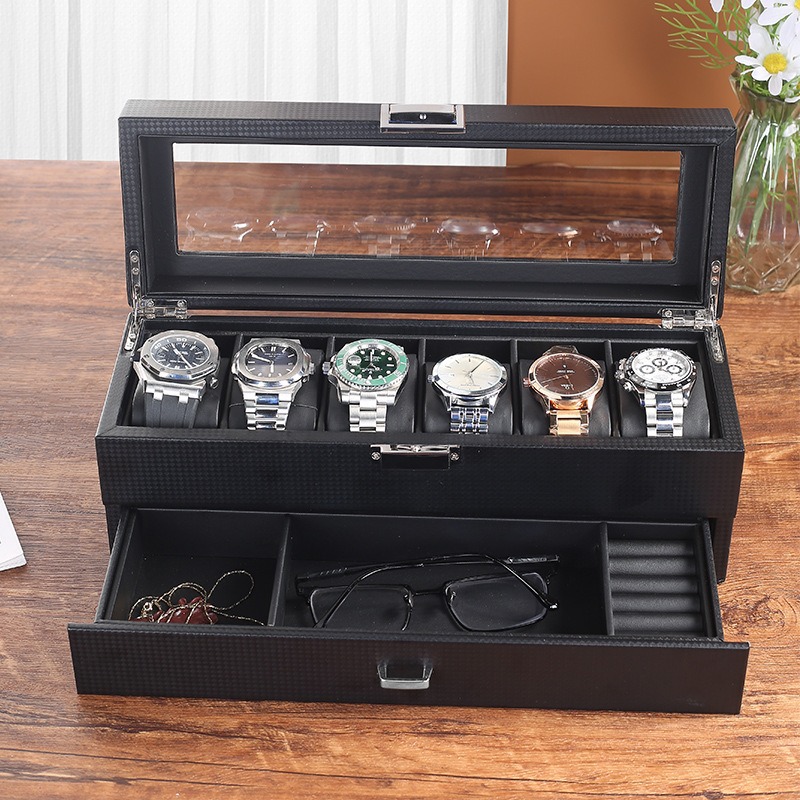고급 PU 가죽 시계 보관함, 유리 뚜껑 슬롯형 남성용 - Watch Display Case Glass Top 12 Slots 리뷰 및 가격