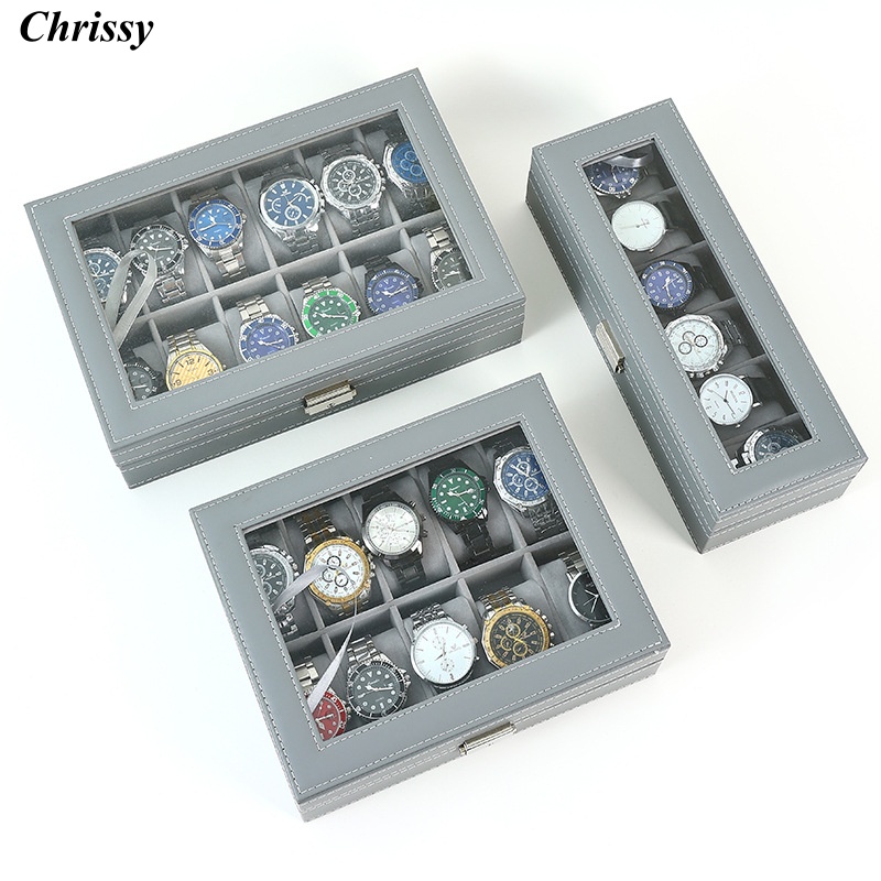 PU 가죽 시계 보관함 2/3/4/5/6/8/10/12 - Watch Display Case Glass Top 12 Slots 리뷰 및 가격