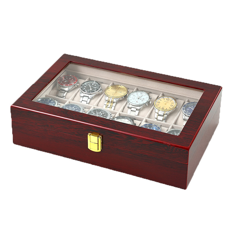 목재 정리함 피아노 시계 상자, 빨간색 페인트 보석 보 - Watch Display Case Glass Top 12 Slots 리뷰 및 가격