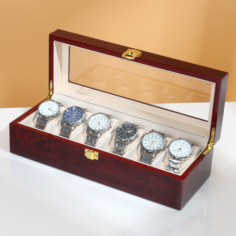 목재 정리함 피아노 시계 상자, 빨간색 페인트 보석 보 - Watch Display Case Glass Top 12 Slots 리뷰 및 가격