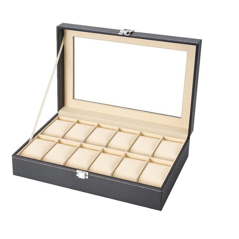 12슬롯 PU 가죽 시계 진열 케이스, 유리 뚜껑이 있 - Watch Display Case Glass Top 12 Slots 리뷰 및 가격