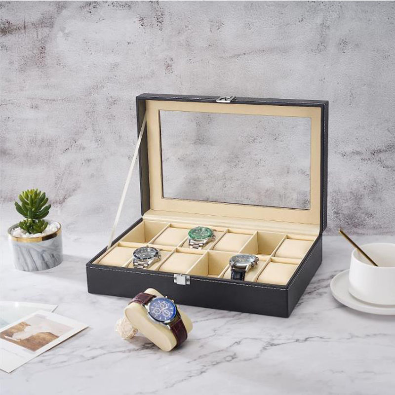 12슬롯 PU 가죽 시계 진열 케이스, 유리 뚜껑이 있 - Watch Display Case Glass Top 12 Slots 리뷰 및 가격