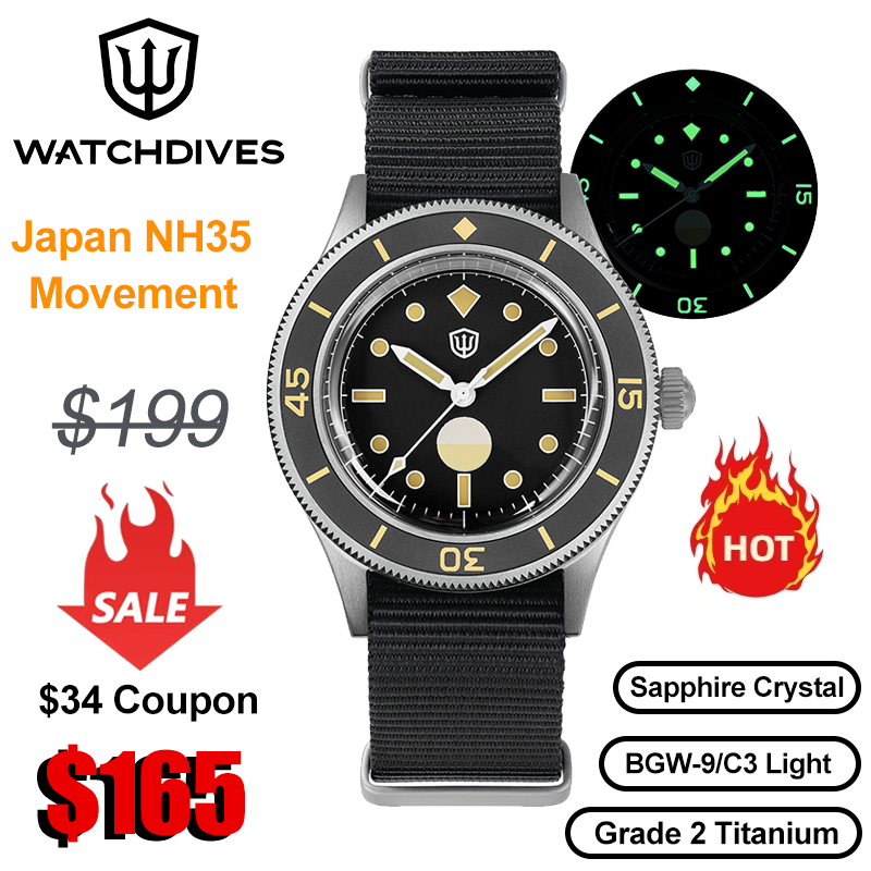 Watchdives WD50Ti 티타늄 시계 무브먼트  - Titanium Automatic Watch 300M Sapphire 리뷰 및 가격